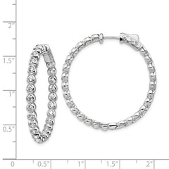 Sterling Shimmer Sterling Silver Rhodium-plated 52 Stone 2.3mm CZ In and Out Round Hinged Hoop Earrings
