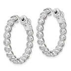Sterling Shimmer Sterling Silver Rhodium-plated 30 Stone 2.3mm CZ In and Out Round Hinged Hoop Earrings