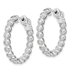 Sterling Shimmer Sterling Silver Rhodium-plated 30 Stone 2.3mm CZ In and Out Round Hinged Hoop Earrings