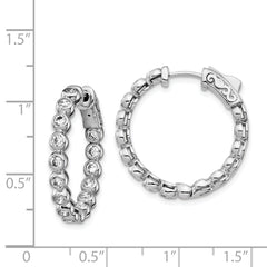 Sterling Shimmer Sterling Silver Rhodium-plated 30 Stone 2.3mm CZ In and Out Round Hinged Hoop Earrings