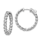 Sterling Shimmer Sterling Silver Rhodium-plated 30 Stone 2.3mm CZ In and Out Round Hinged Hoop Earrings