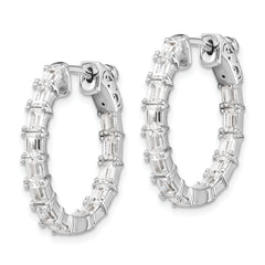 Sterling Shimmer Sterling Silver Rhodium-plated 26 Stone 2x4mm CZ In and Out Round Hinged Hoop Earrings