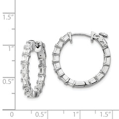 Sterling Shimmer Sterling Silver Rhodium-plated 26 Stone 2x4mm CZ In and Out Round Hinged Hoop Earrings