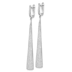 Sterling Shimmer Sterling Silver Rhodium-plated 228 Stone Pav‚ CZ Triangle Dangle Hinged Post Earrings