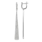 Sterling Shimmer Sterling Silver Rhodium-plated 228 Stone Pav‚ CZ Triangle Dangle Hinged Post Earrings