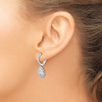 30-Stone Cubic Zirconia Teardrop Hoop Dangle Earrings in Sterling Silver, 26mm - Sophia Jewelers
