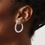 Cubic Zirconia Front and Back Teardrop Hoop Earrings in Sterling Silver, 28mm - Sophia Jewelers