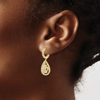 Stone Cubic Zirconia Teardrop Hoop Dangle Earrings in Gold-Plated Sterling Silver - Sophia Jewelers