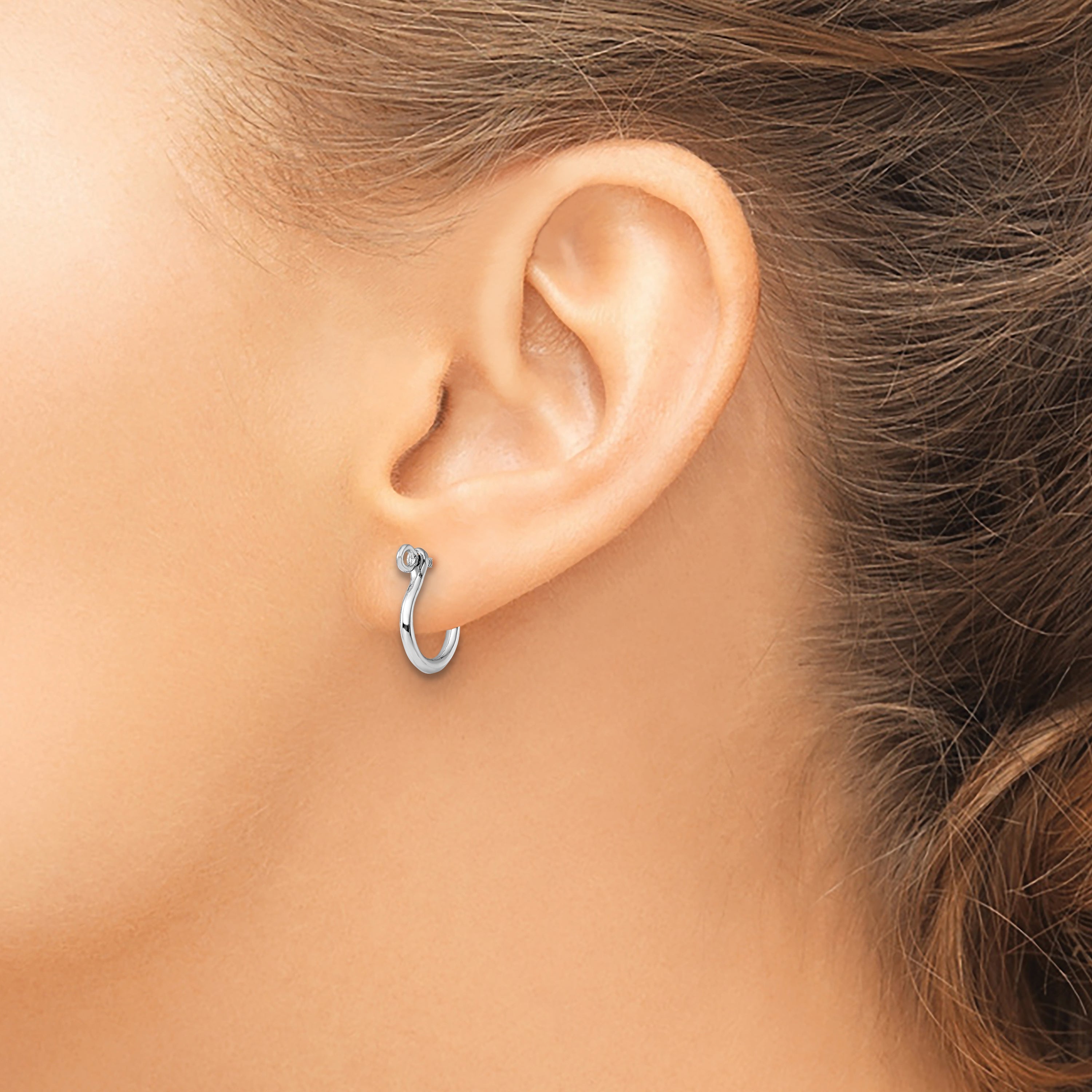De-Ani Sterling Silver Rhodium-plated Polished Small Shackle Link Screw Earrings