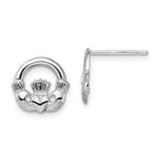 De-Ani Sterling Silver Rhodium-Plated Polished Claddagh Post Earrings