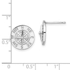 De-Ani Sterling Silver Rhodium-Plated Mini Nautical Compass Post Earrings