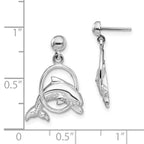 De-Ani Sterling Silver Rhodium-Plated Dolphin in Hoop Dangle Post Earrings