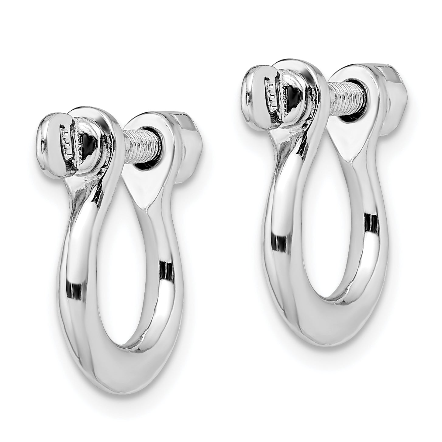 De-Ani Sterling Silver Rhodium-Plated Polished Medium Shackle Link Screw Earrings Secondary image