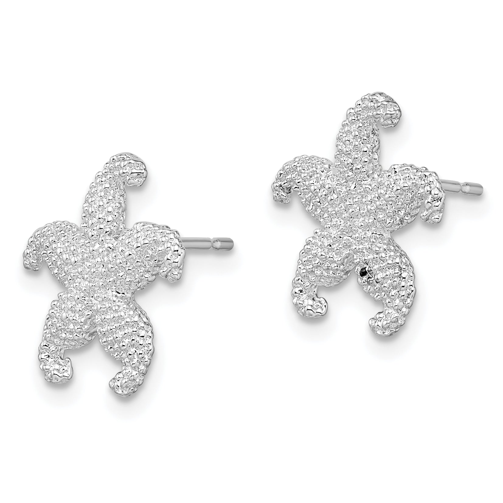De-Ani Sterling Silver Rhodium-Plated Polished Starfish Post Earrings Secondary image