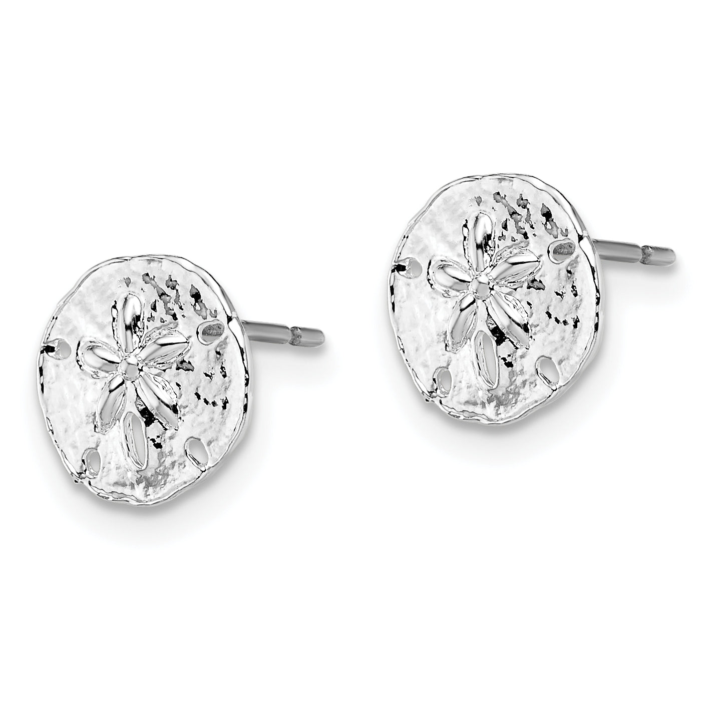 De-Ani Sterling Silver Rhodium-Plated Polished Mini Sand Dollar Post Earrings