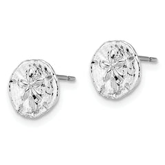 De-Ani Sterling Silver Rhodium-Plated Polished Mini Sand Dollar Post Earrings