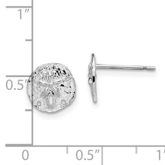 De-Ani Sterling Silver Rhodium-Plated Polished Mini Sand Dollar Post Earrings