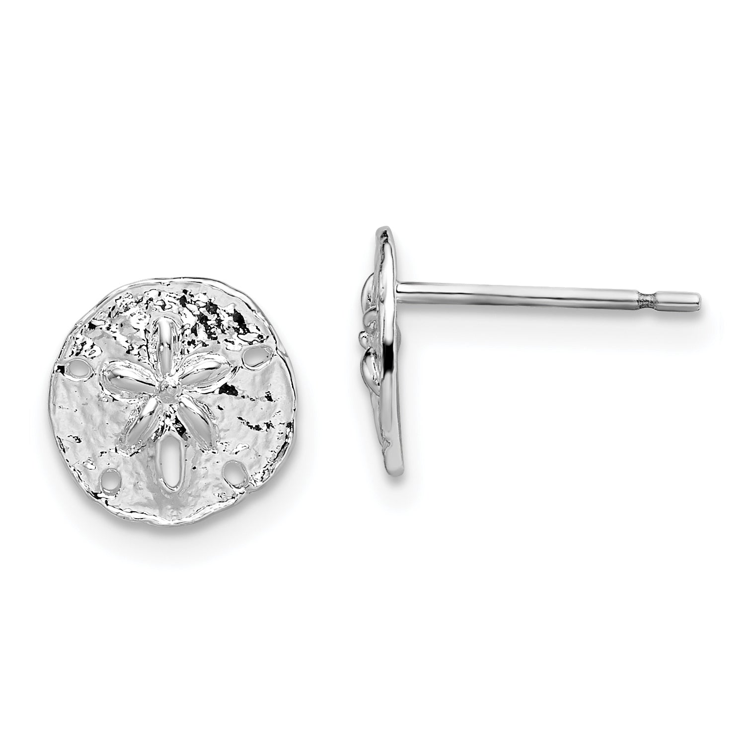 De-Ani Sterling Silver Rhodium-Plated Polished Mini Sand Dollar Post Earrings Main image