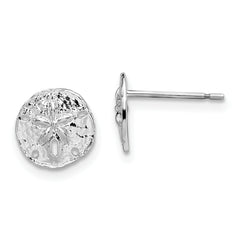 De-Ani Sterling Silver Rhodium-Plated Polished Mini Sand Dollar Post Earrings
