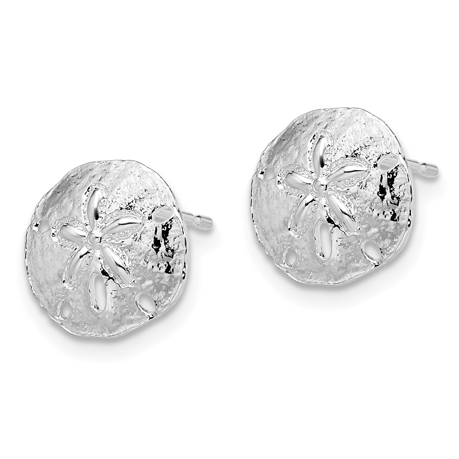 De-Ani Sterling Silver Rhodium-Plated Polished Sand Dollar Post Earrings