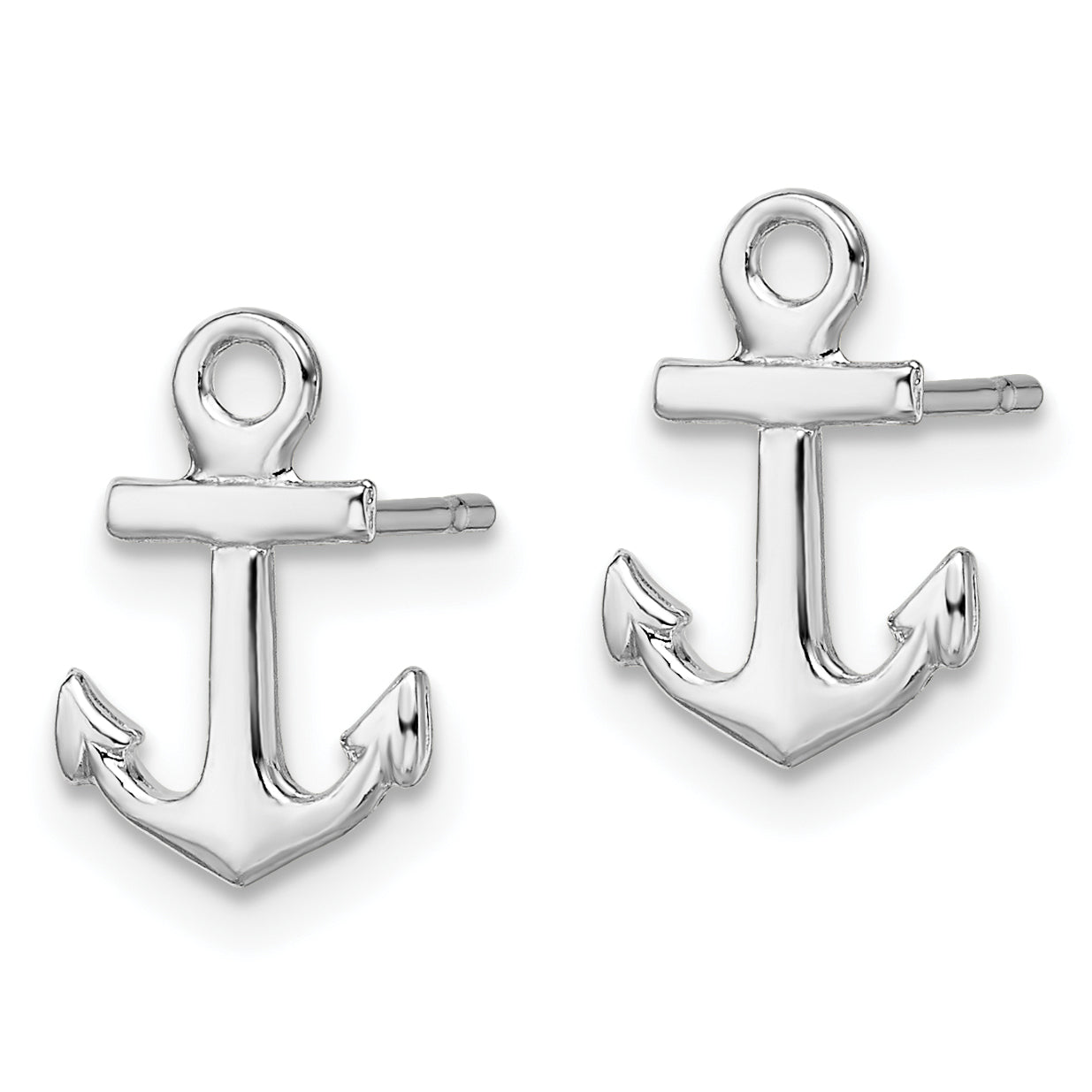 De-Ani Sterling Silver Rhodium-plated Polished Mini Anchor Post Earrings Secondary image