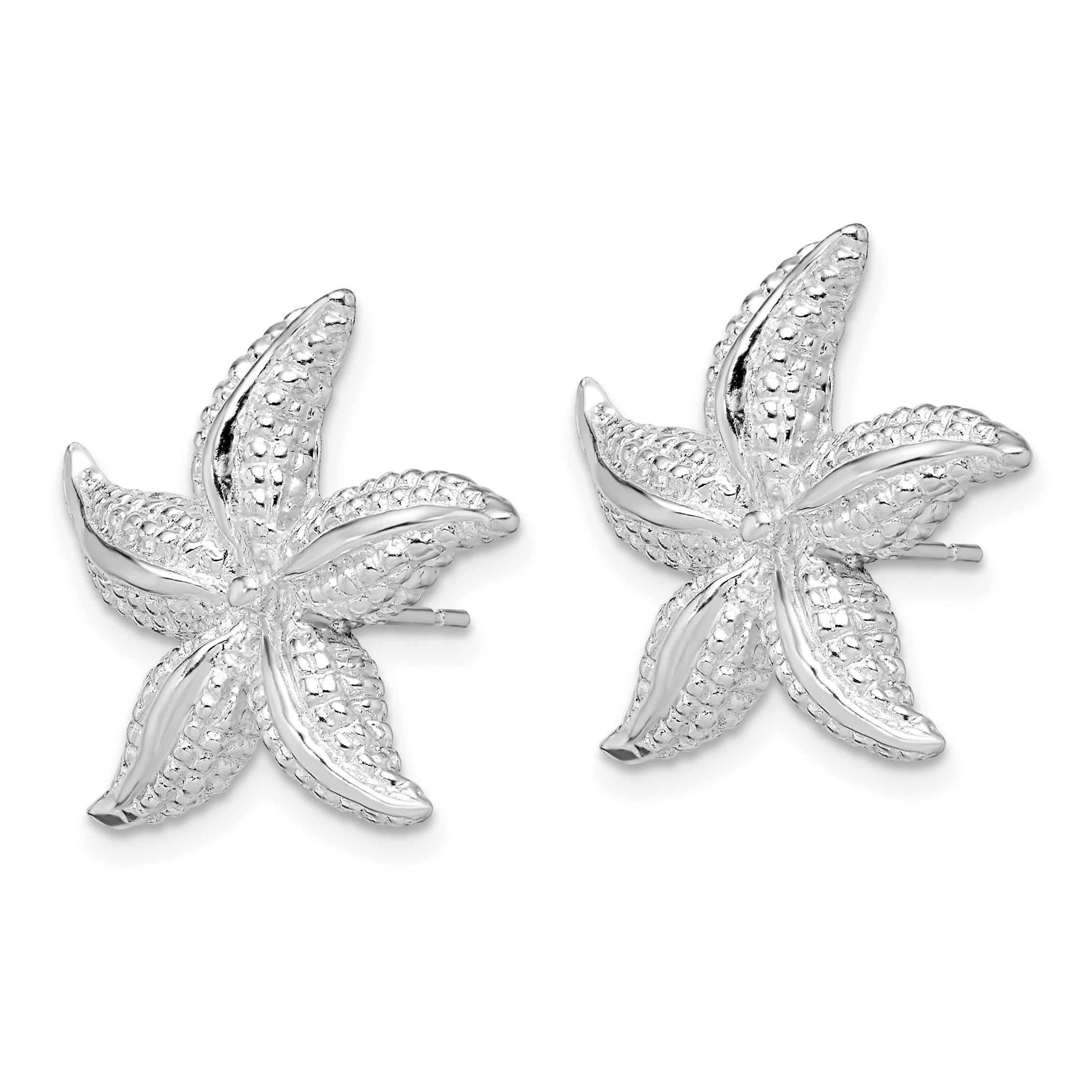 De-Ani Sterling Silver Rhodium-Plated Polished Starfish Post Earrings Secondary image