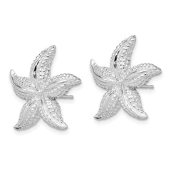 De-Ani Sterling Silver Rhodium-Plated Polished Starfish Post Earrings