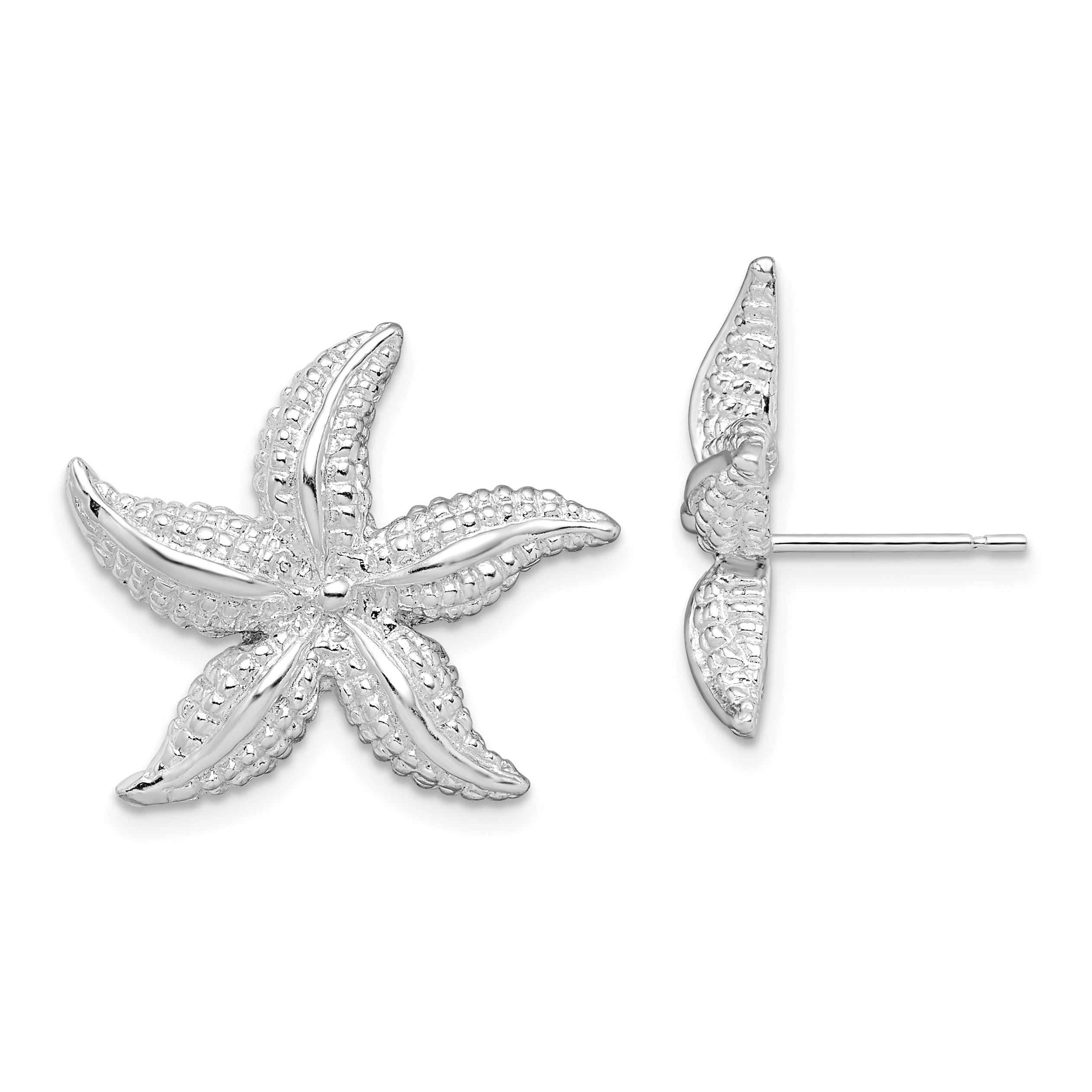 De-Ani Sterling Silver Rhodium-Plated Polished Starfish Post Earrings