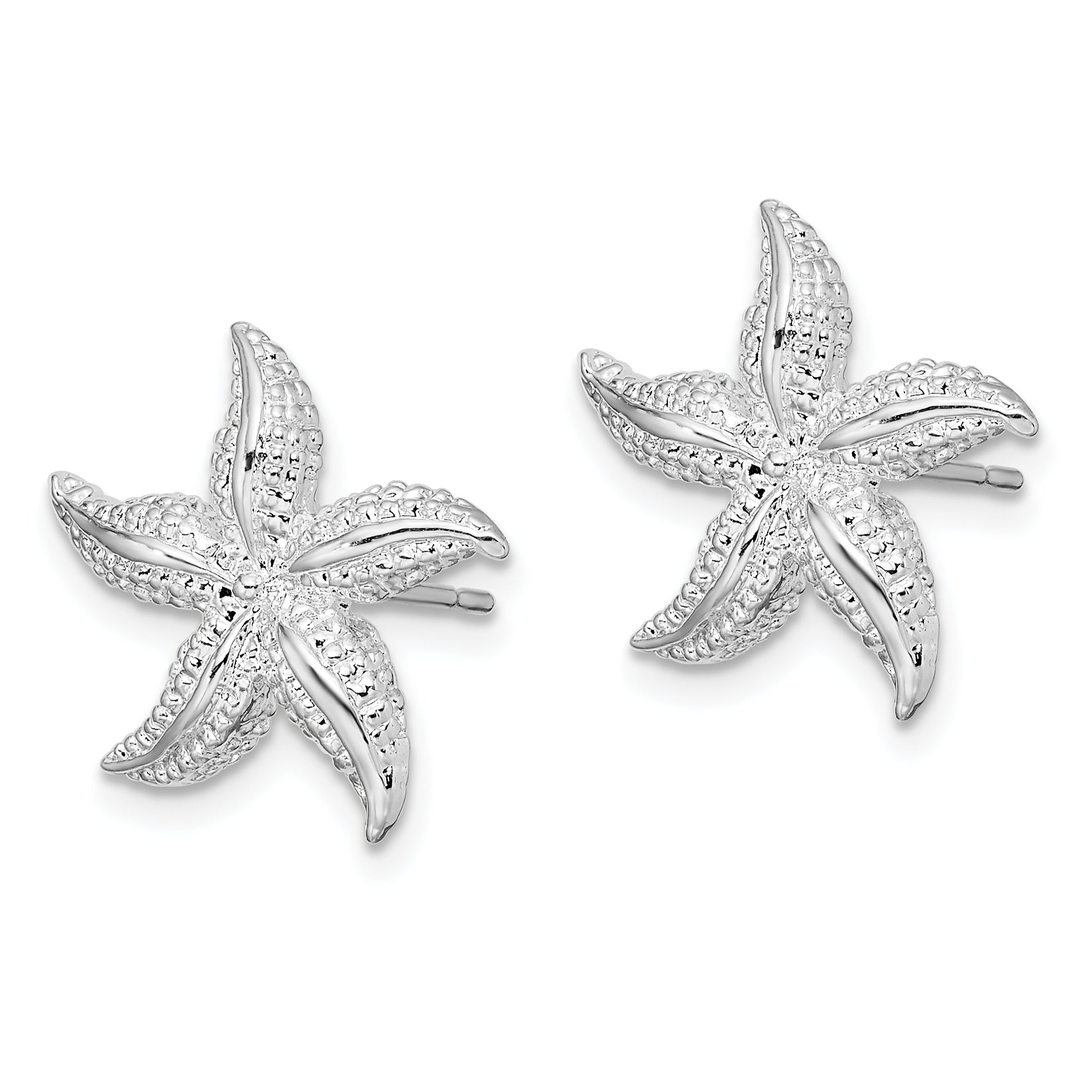 De-Ani Sterling Silver Rhodium-Plated Polished Small Starfish Post Earrings