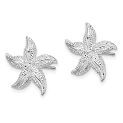 De-Ani Sterling Silver Rhodium-Plated Polished Small Starfish Post Earrings