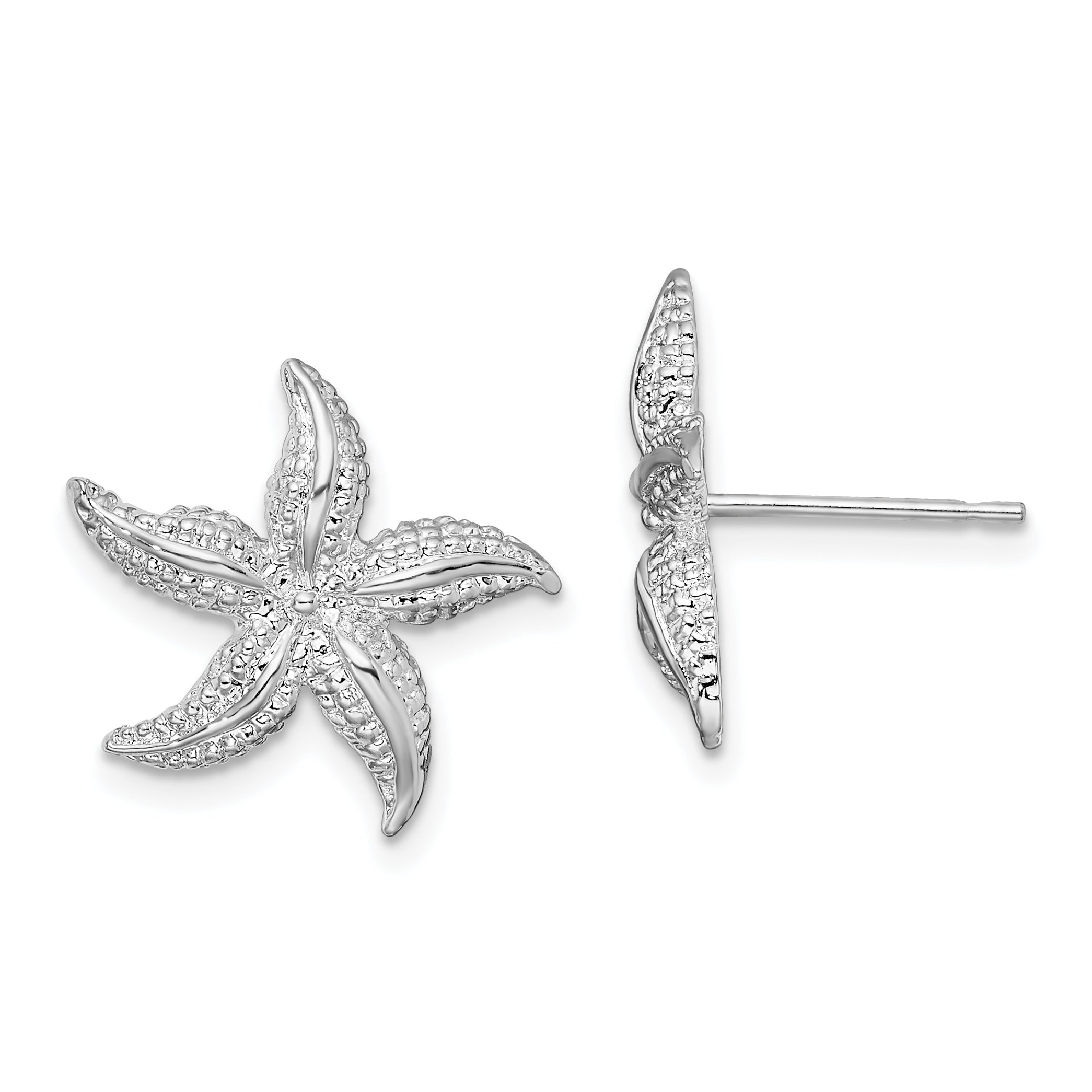De-Ani Sterling Silver Rhodium-Plated Polished Small Starfish Post Earrings Main image