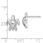 De-Ani Sterling Silver Rhodium-Plated Polished Mini Sea Turtle Post Earrings