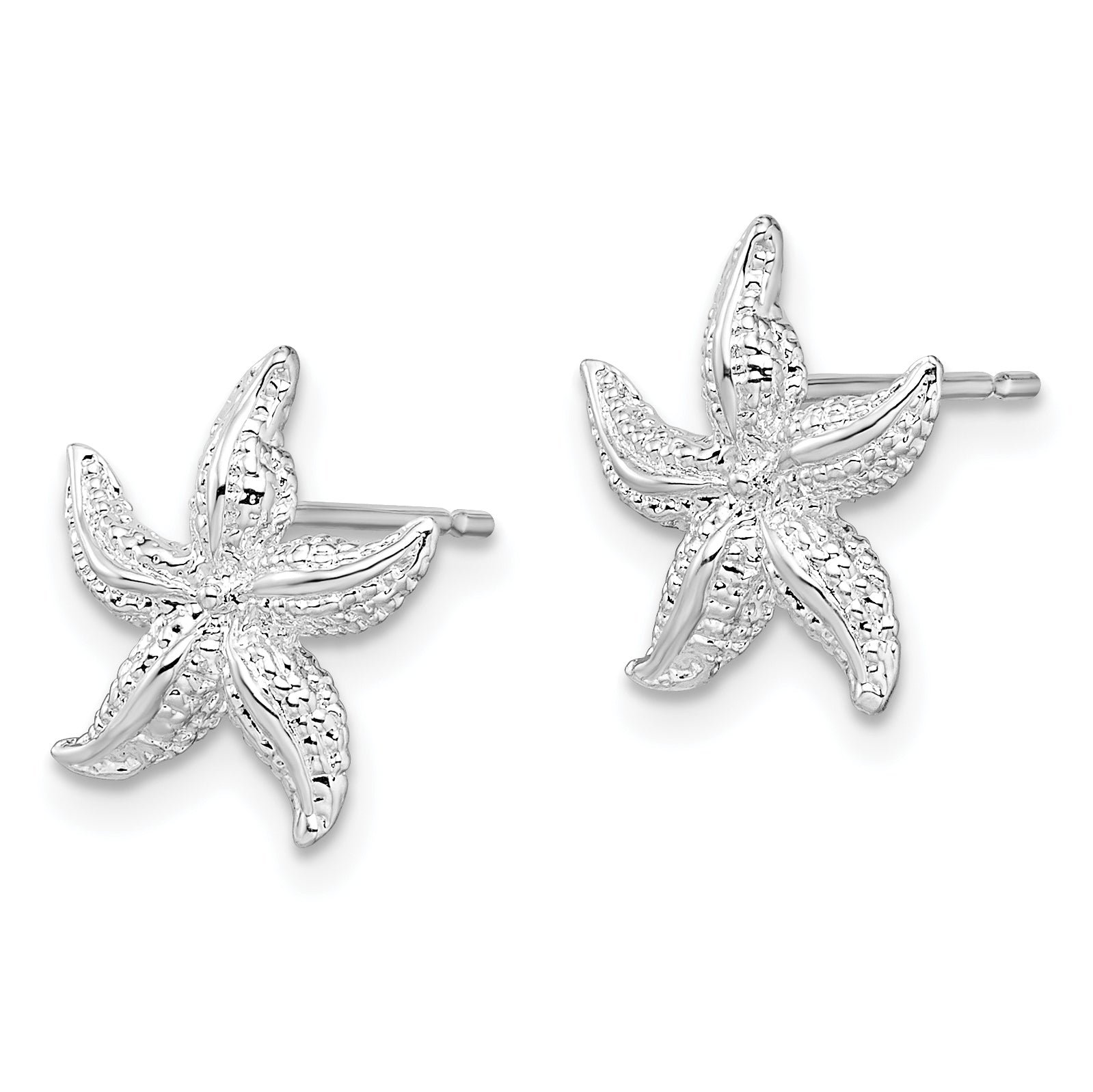 De-Ani Sterling Silver Rhodium-Plated Polished Starfish Post Earrings Secondary image