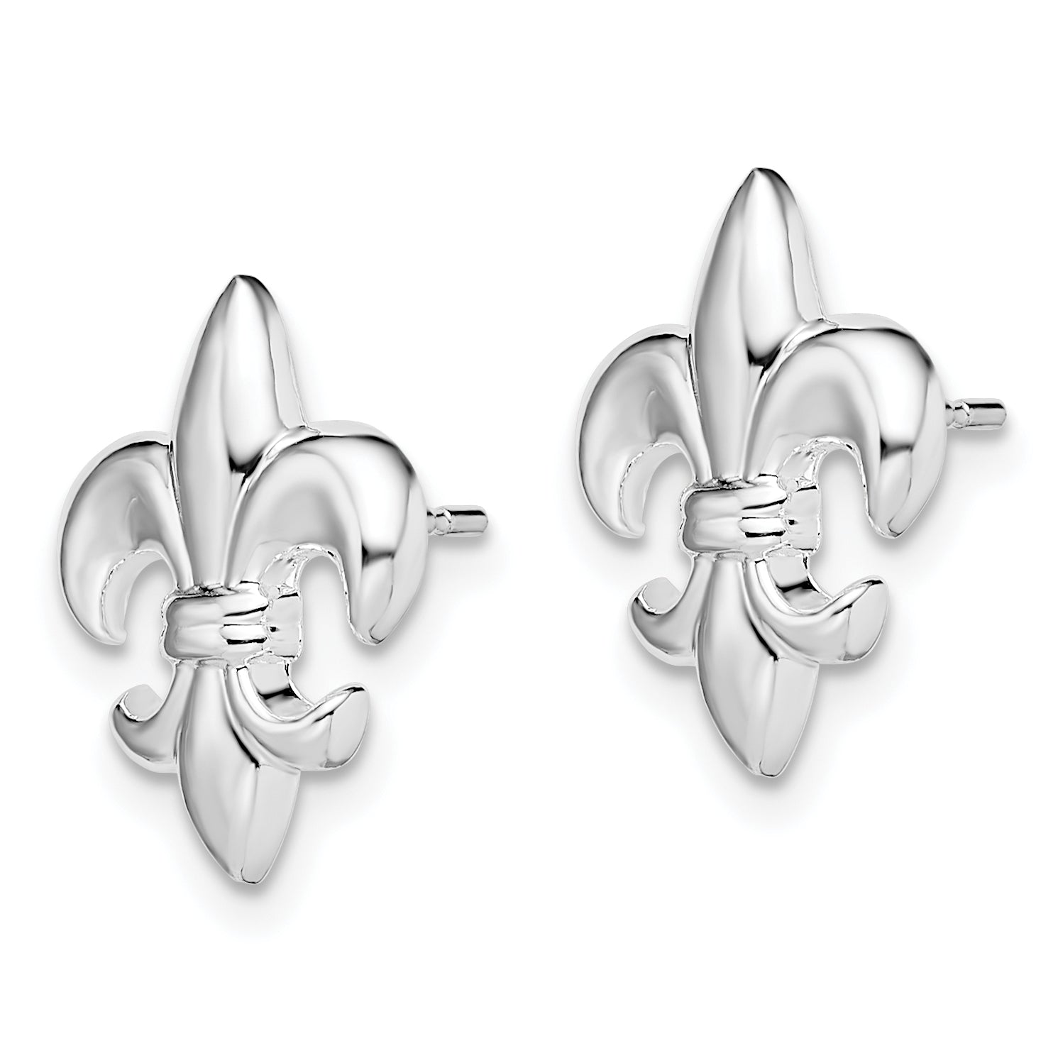 De-Ani Sterling Silver Rhodium-Plated Polished Small Fleur de Lis Post Earrings Secondary image