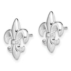 De-Ani Sterling Silver Rhodium-Plated Polished Small Fleur de Lis Post Earrings