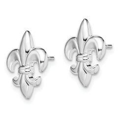 De-Ani Sterling Silver Rhodium-Plated Polished Small Fleur de Lis Post Earrings