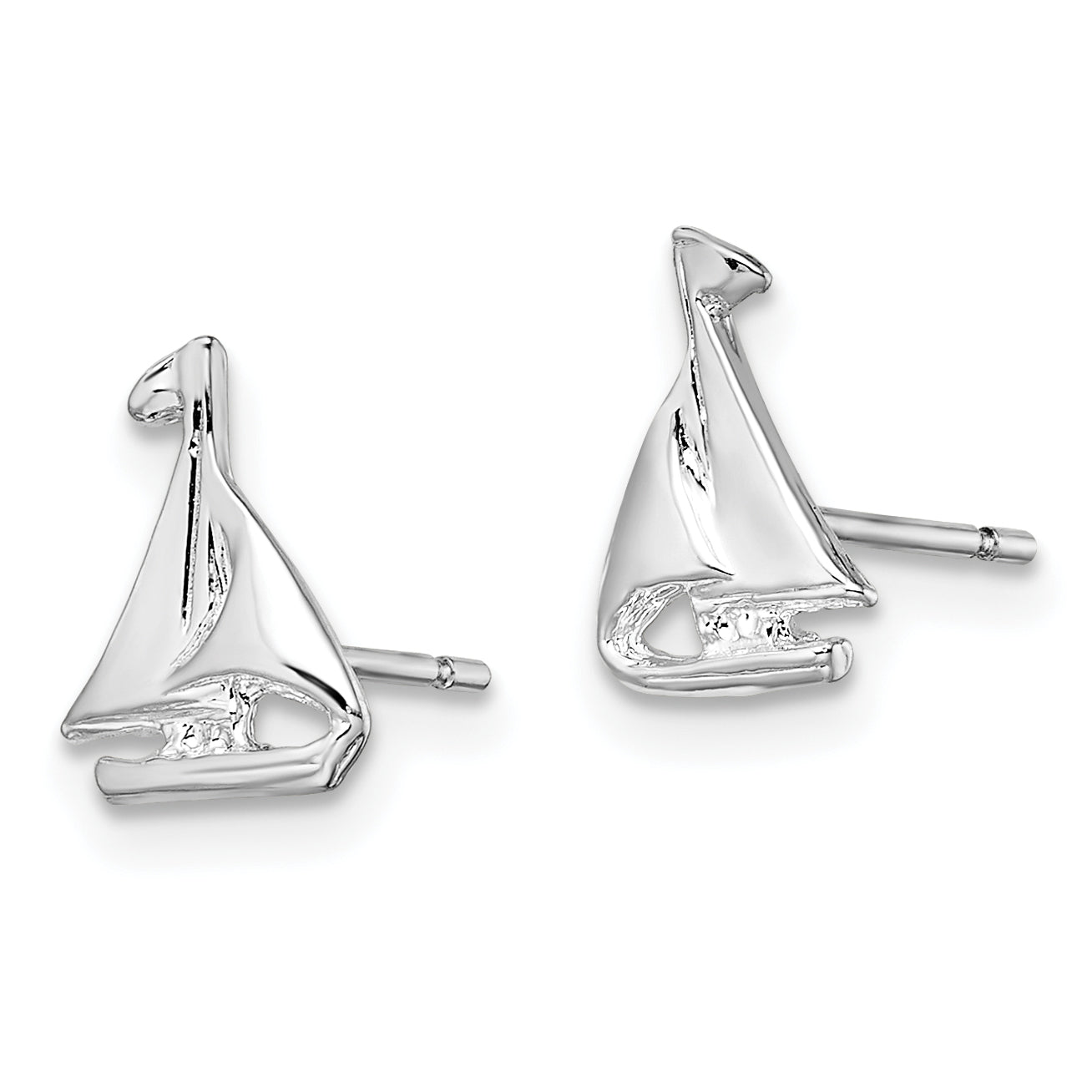 De-Ani Sterling Silver Rhodium-Plated Polished Mini Sailboat Post Earrings Secondary image