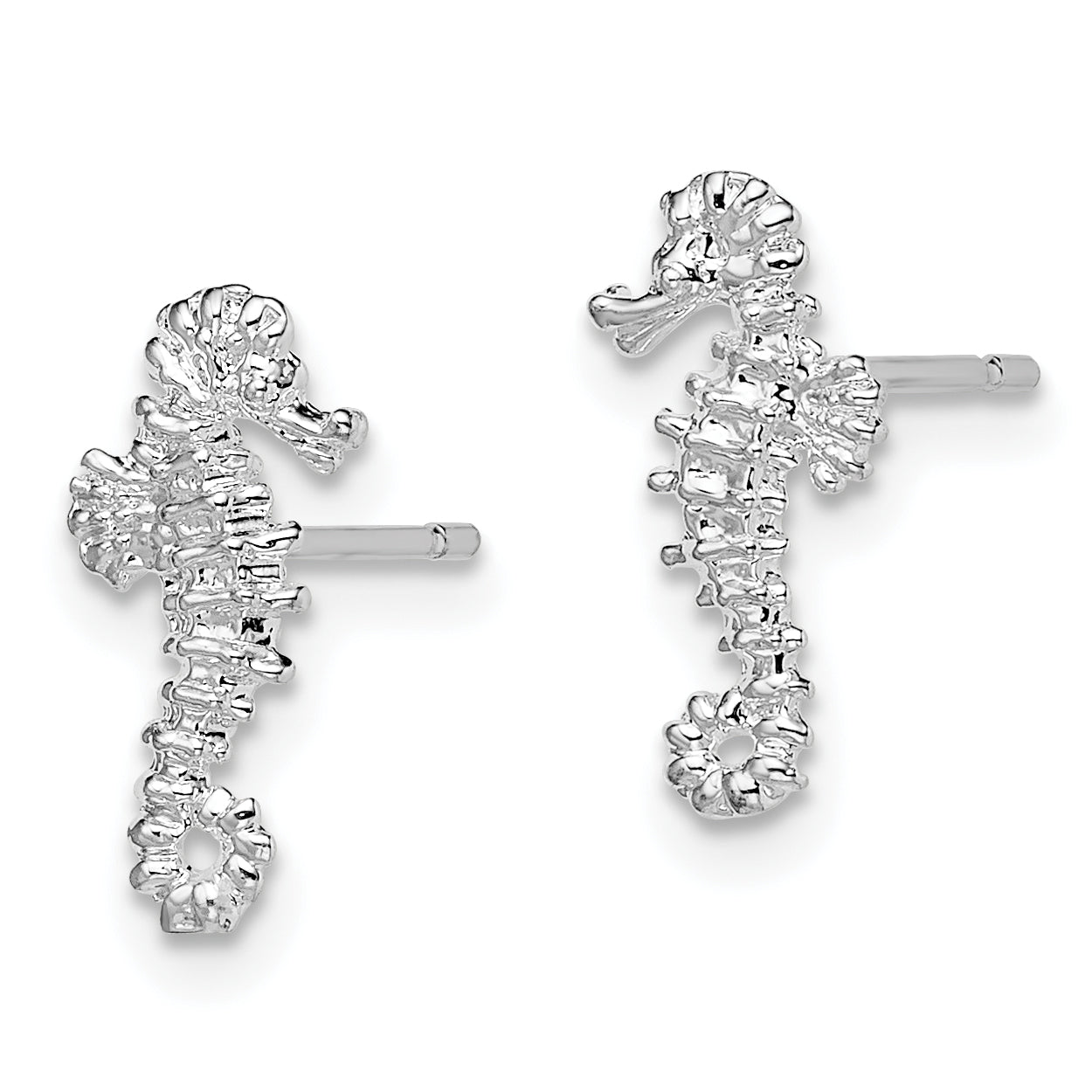 De-Ani Sterling Silver Rhodium-Plated Polished Mini Seahorse Post Earrings Secondary image