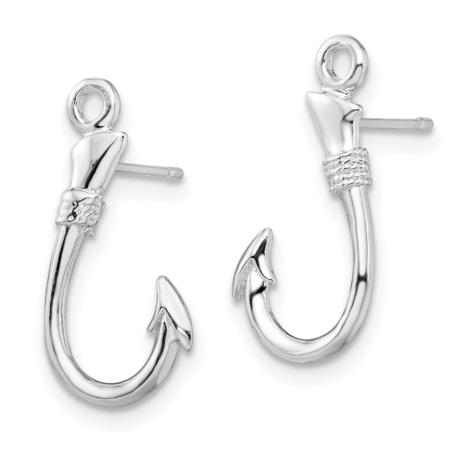 De-Ani Sterling Silver Rhodium-Plated Polished Fish Hook Post Earrings Secondary image