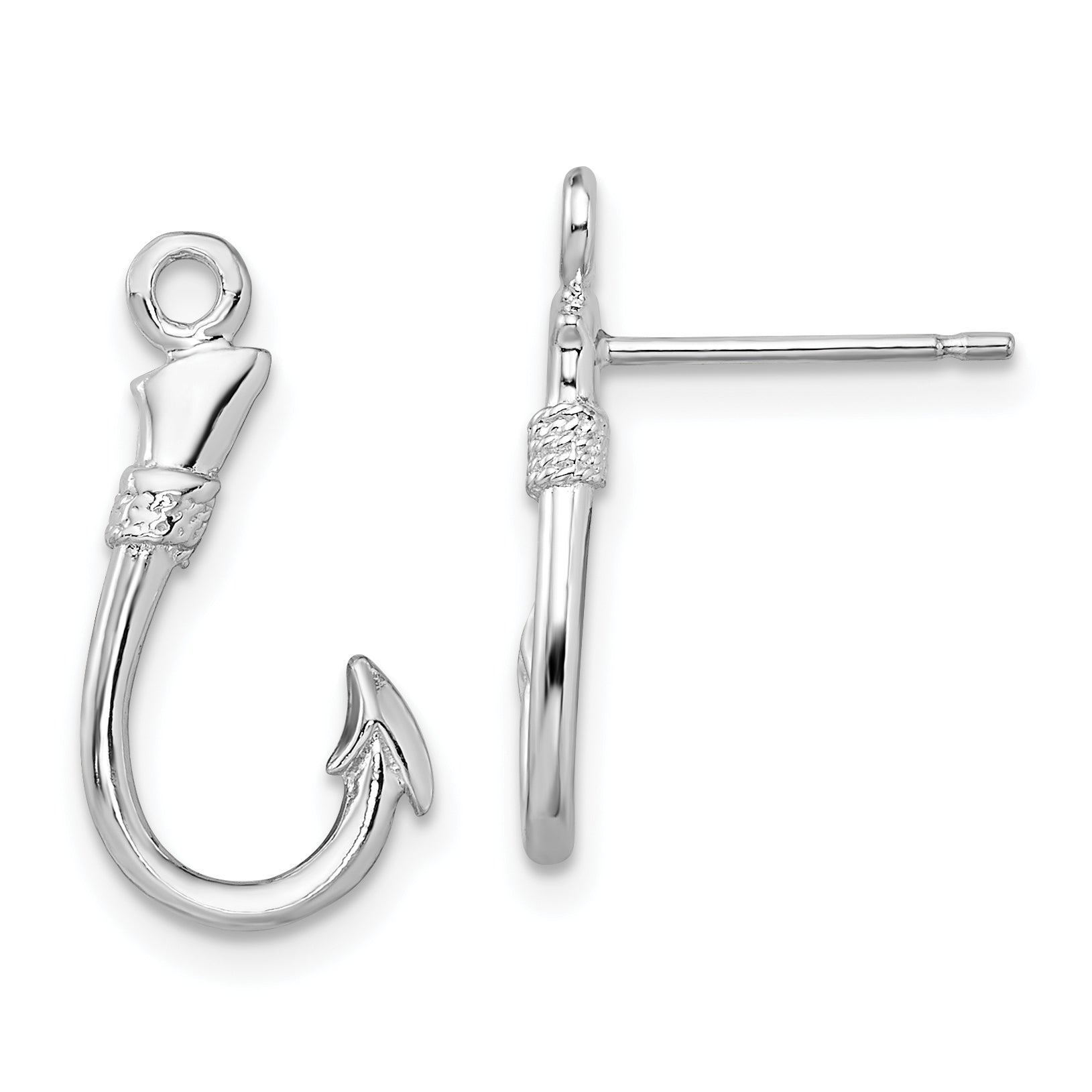 De-Ani Sterling Silver Rhodium-Plated Polished Fish Hook Post Earrings Main image