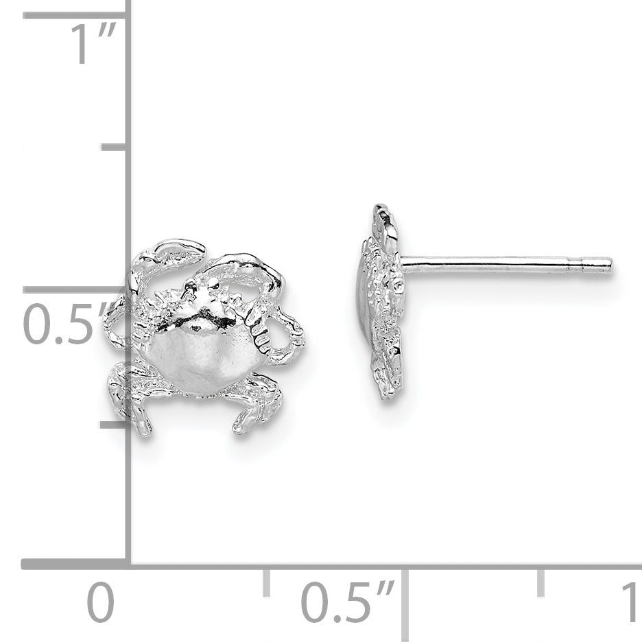 De-Ani Sterling Silver Rhodium-Plated Polished Crab Post Earrings