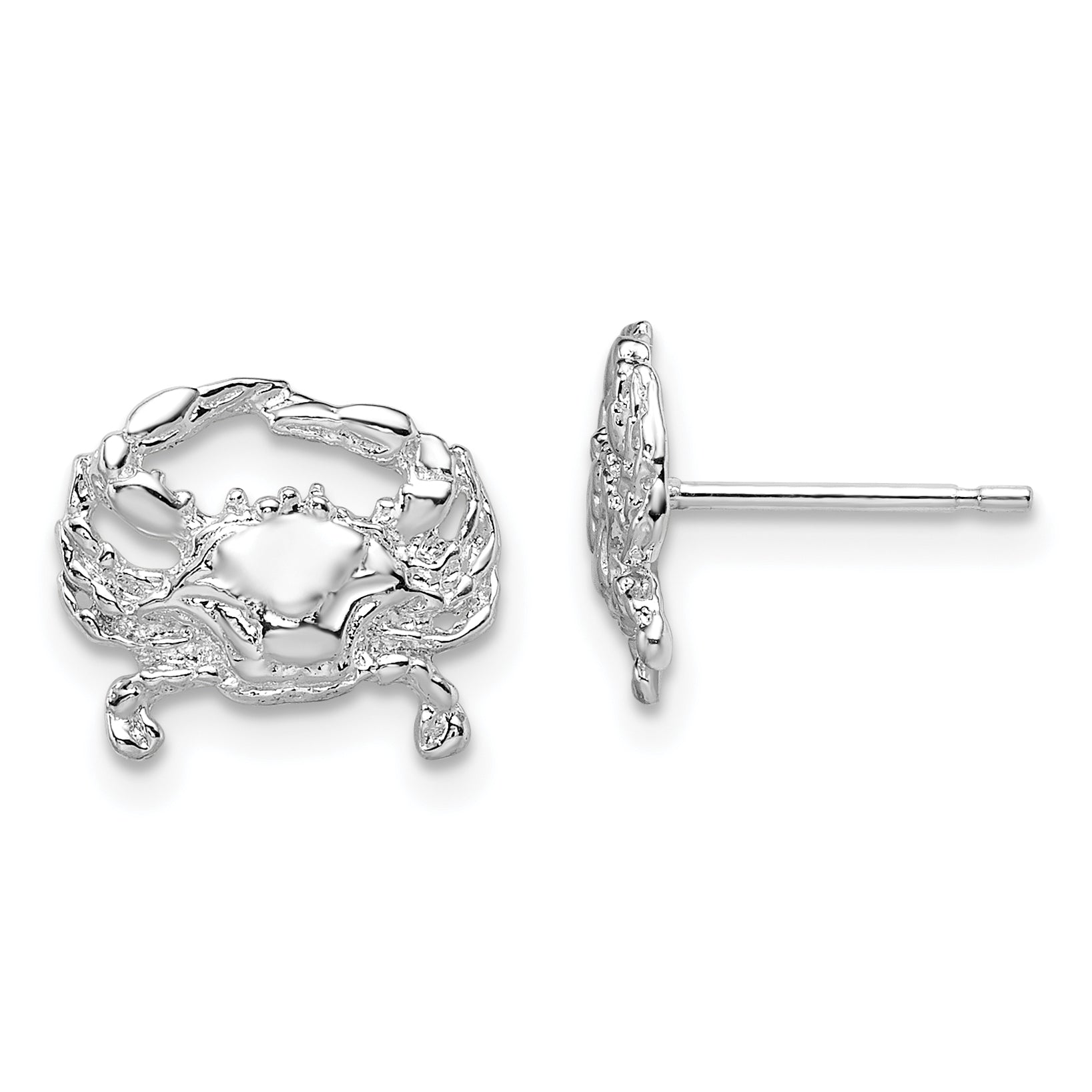 De-Ani Sterling Silver Rhodium-Plated Polished Small Blue Crab Post Earrings Main image