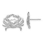 De-Ani Sterling Silver Rhodium-Plated Polished Blue Crab Post Earrings