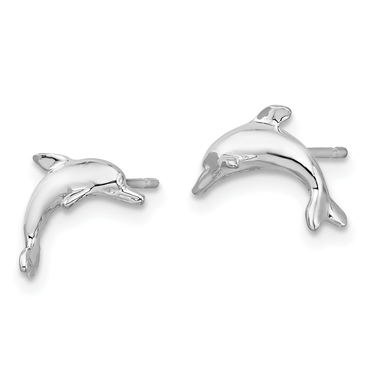 De-Ani Sterling Silver Rhodium-Plated Polished Dolphin Post Earrings Secondary image