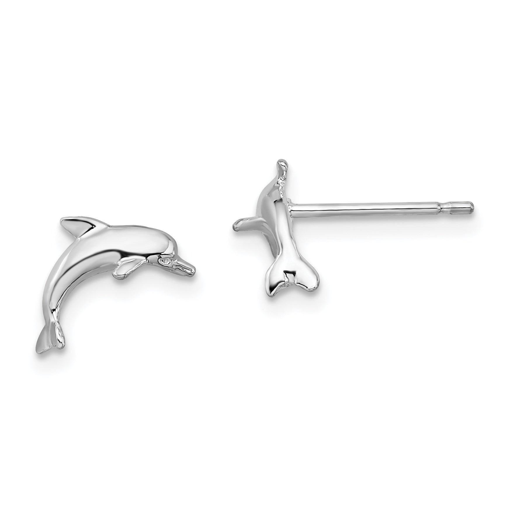 De-Ani Sterling Silver Rhodium-Plated Polished Dolphin Post Earrings Main image