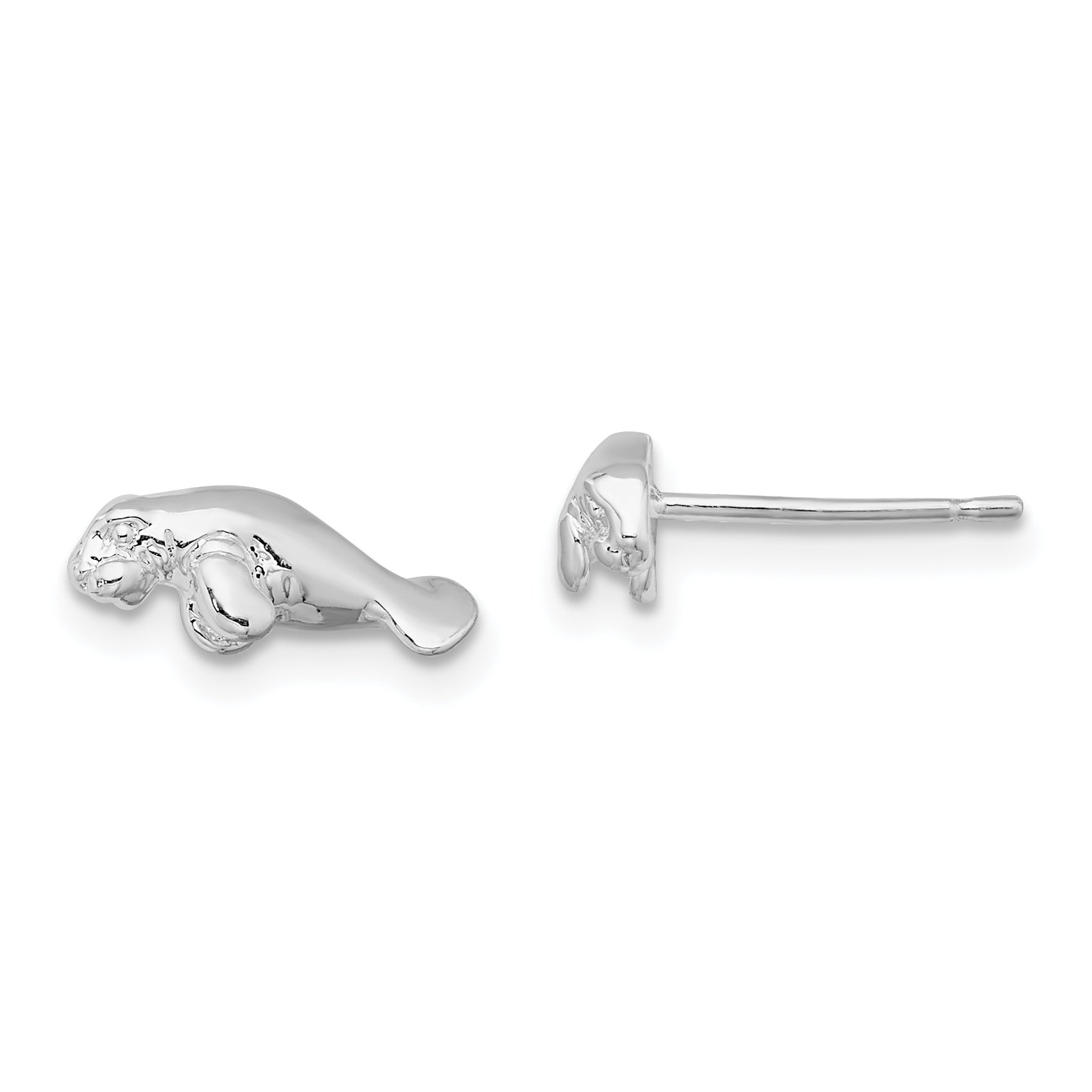 De-Ani Sterling Silver Rhodium-Plated Polished Mini Manatee Post Earrings Main image