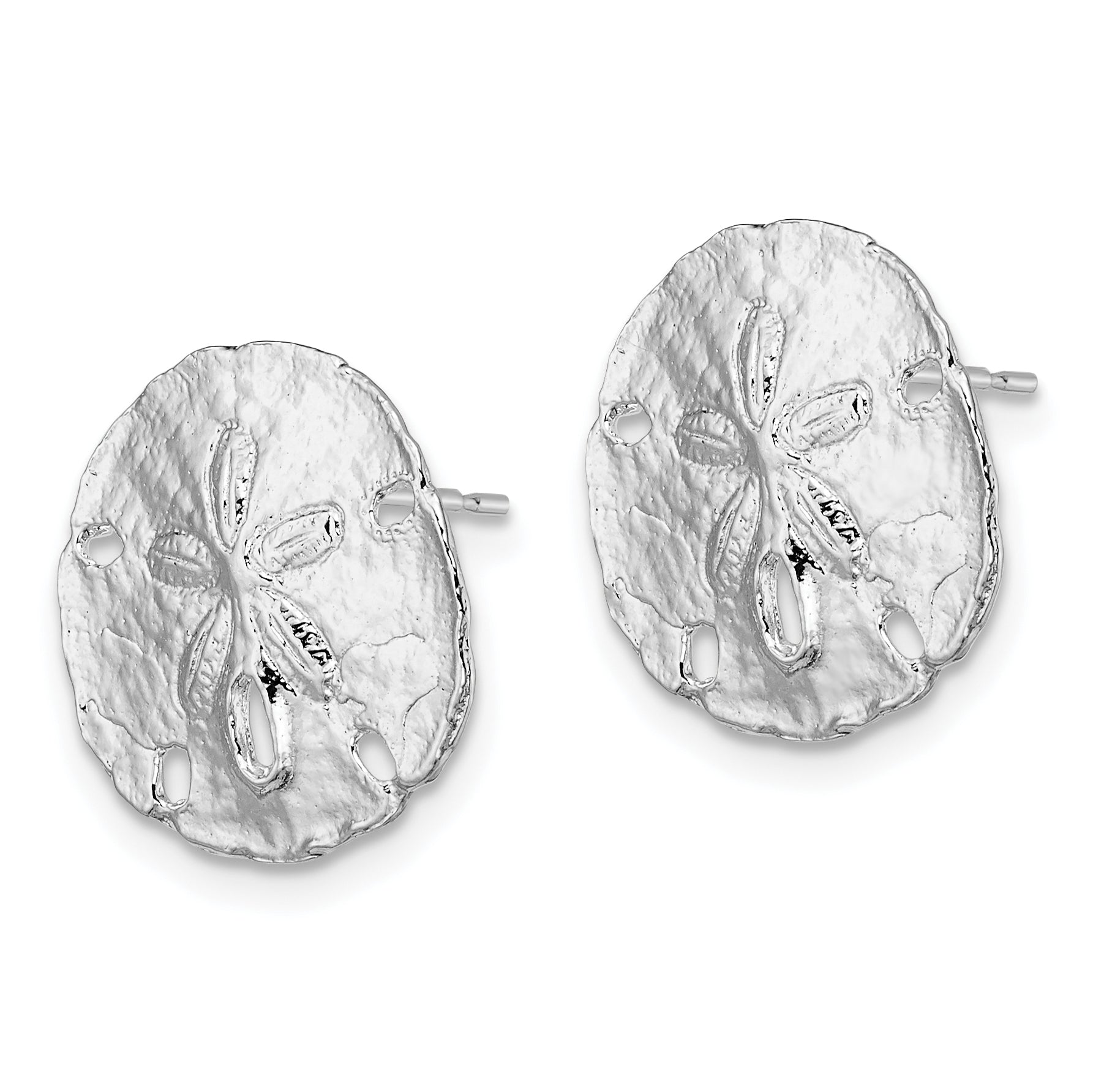 De-Ani Sterling Silver Rhodium-Plated Polished Sand Dollar Post Earrings Secondary image