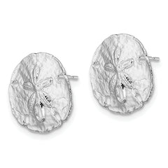 De-Ani Sterling Silver Rhodium-Plated Polished Sand Dollar Post Earrings