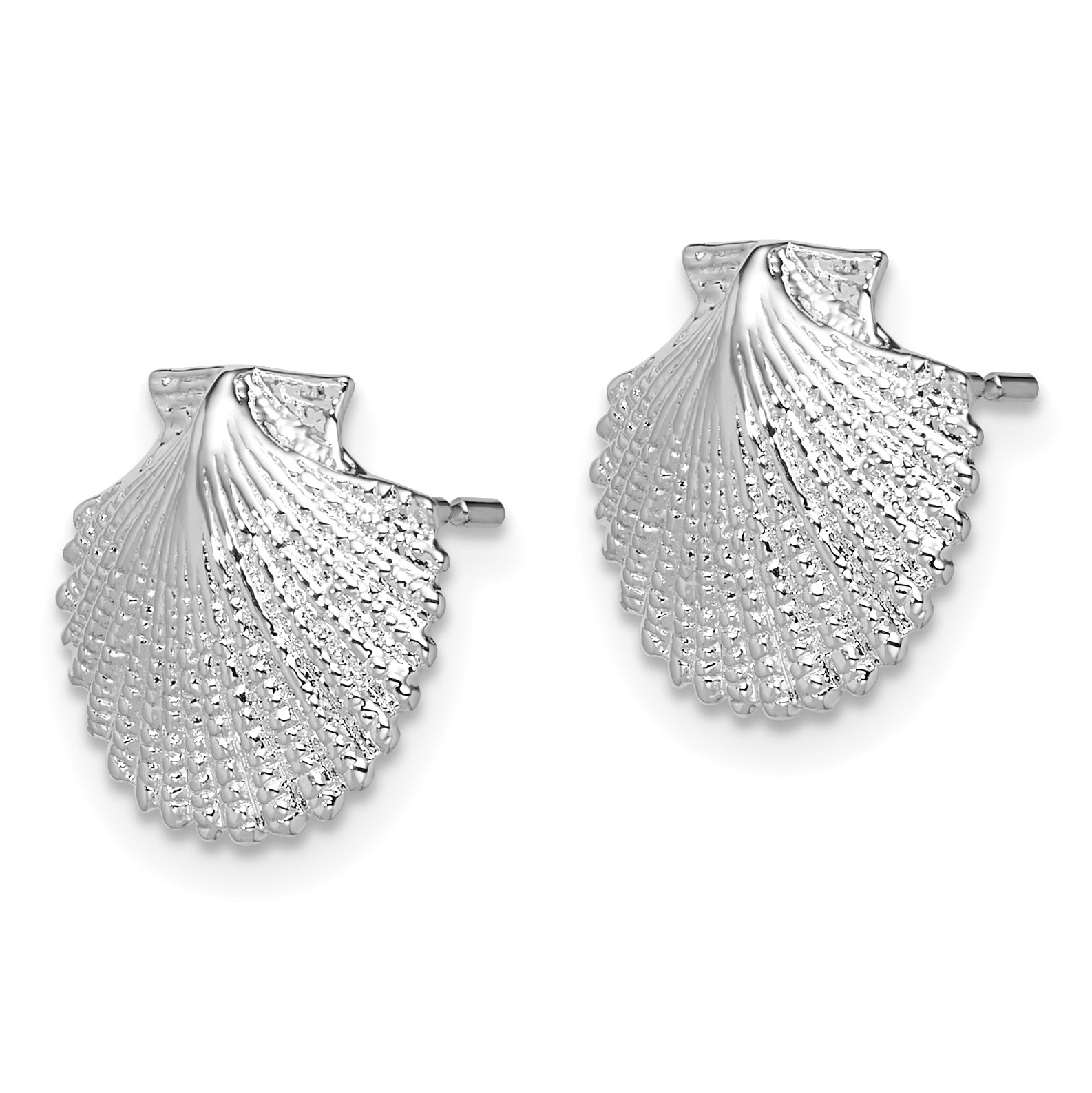 De-Ani Sterling Silver Rhodium-Plated Polished Scallop Shell Post Earrings Secondary image