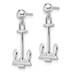 De-Ani Sterling Silver Rhodium-Plated Polished Anchor Dangle Post Earrings